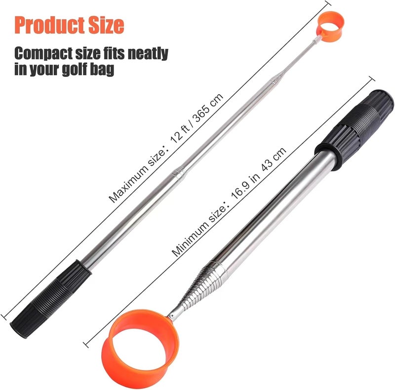 Gihunk Golf Ball Retriever Telescopic, 12Ft Aluminum Alloy Golf Ball Retriever for Water, Ball Retriever Tool Golf Ball Grabber, Telescopic | Two-Sided | Easy Grab Ball | Golf Gifts for Men & Golfers - Image 3